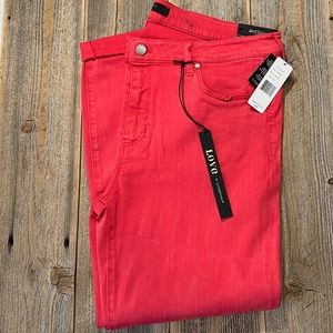 Liverpool Jeans size 16 33 Crop Straight Coral Red High Rise Colored NWT Love